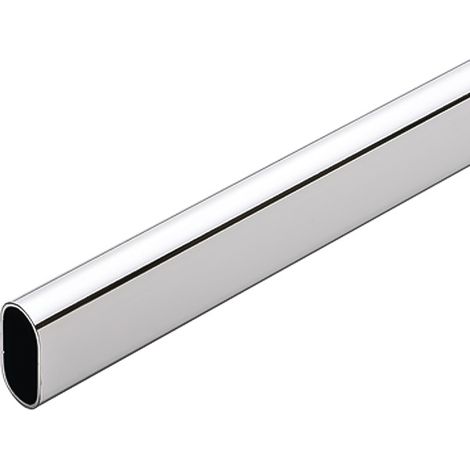 MAYER tubo cromo oval 3 m 25x15 mm , Tubo oval cromado 3 m Mayer Opción elegante para instalación en armarios, vestidores o aplicaciones industriales Fabricada en acero de