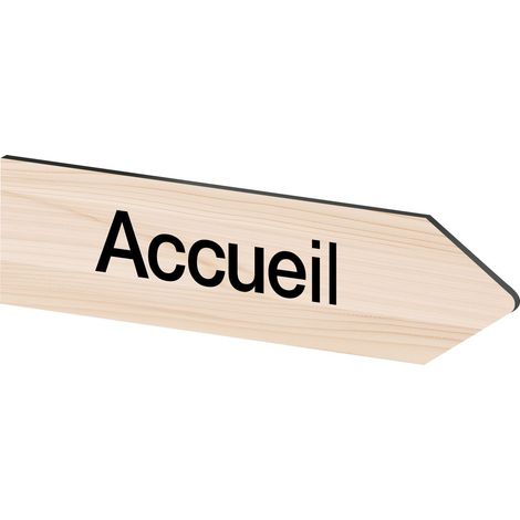 Panneau flèche directionnelle droite personnalisable - Couleur bois clair (1/5)