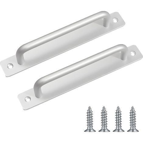 Set mit 2 Griffen für Schiebetüren, silberne Schrankgriffe mit Schrauben für Schränke, Gartentor, Schuppentürgriffe, 180 mm