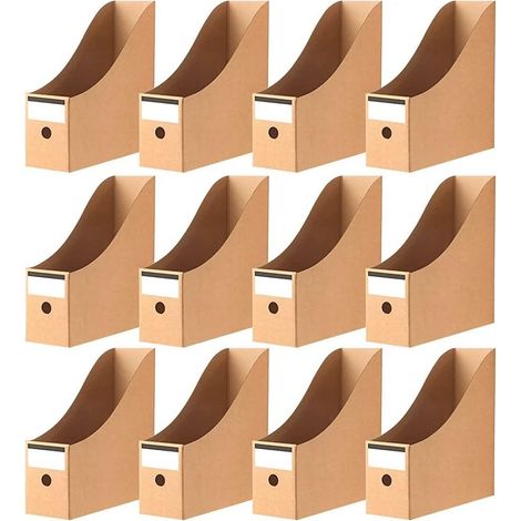 12 Pièces Porte Revues, 26cm x 9cm Carton Kraft Porte Revues Boîte de Rangement de Documents de Papeterie Diviseur D'organisateur de Fichiers A4 pour Stockage Bureau à Domicile à L'école (1/5)