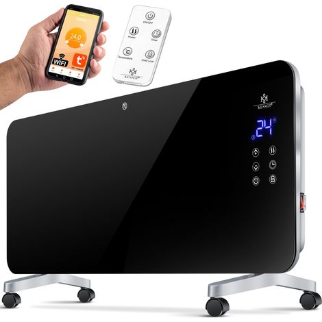 KESSER Elektro Glasheizung Konvektor 2000 Watt Elektroheizung Heizung Heizkörper Touch Display Schwarz