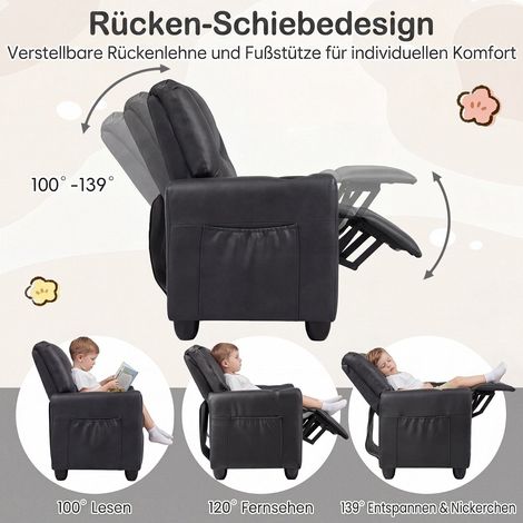 2-Seater Kids Recliner Sofa with Cup Holders - Black (1/5)