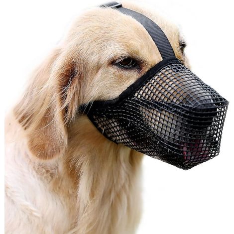 Maulkorb für Hunde, weicher Maulkorb aus Nylon – verstellbares, atmungsaktives Netzgewebe, Hundemaske, Anti-Biss-, Anti-Bell- und Anti-Leck-Ärmel – Mund (Schwarz, L) FLITI (1/4)