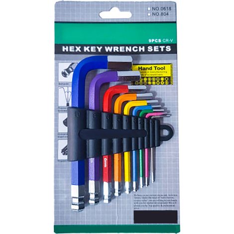 Kit d'outils à bras Long en métal, clé hexagonale en étoile, extrémité sphérique, 9 pièces, pour la réparation (1/5)