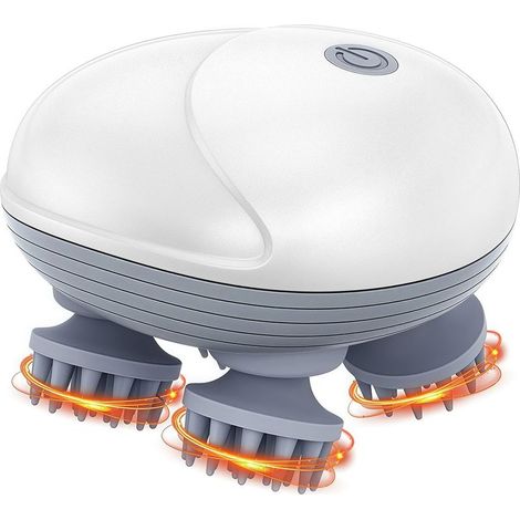 Masseur de Tête électrique, Masseur de Cuir Chevelu pour avec 4 Têtes de Massage, IPX6 étanche, 3 Modes de Pétrissage, Masseur Portable pour Chats, pour Massage Complet du Corps (1/5)