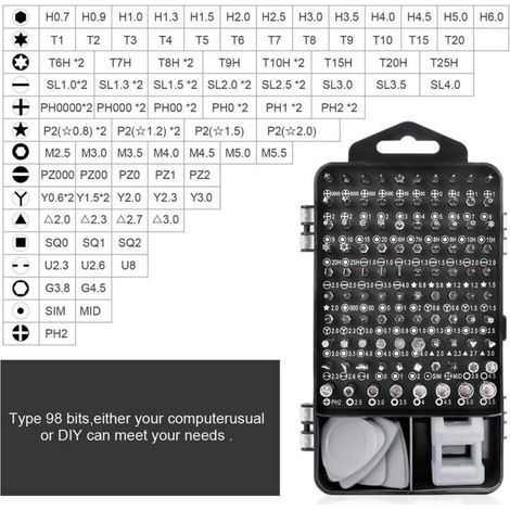 115 en 1 Tournevis Precision Kit Tools, Portable Kit Tournevis de Précision Magnétique Tournevis Outils de Réparation Pour Ordinateur/Laptop/iPhone/Lunettes/Montre/Smartphone (Gris) (1/3)