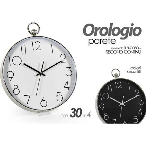 Trade Shop - 30X4 CM WANDUHR RUND SORTIERTE FARBEN KUNSTSTOFF STUMM 798054 - (1/3)
