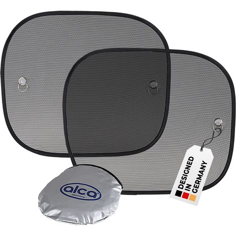 alca® Auto-Sonnenschutz 44x36cm 2er Set Autofenster Sonnenblende UV Schutz Befestigung mit Saugnäpfen Scheibe Sonnenschutz Auto Pkw Lkw Babys Kinder