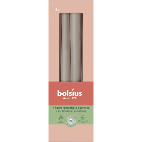 Bolsius Spitzkerzen helles taupe 24,5 cm Ø 2,4 cm 4 Stück Spitzkerze