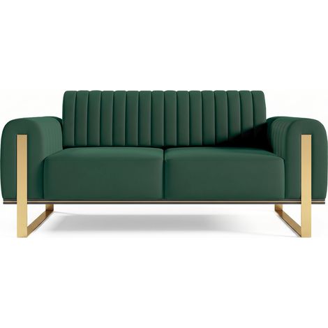 Selsey Parissa - Schlafsofa, Samt Grün goldene Füße, 164 cm (1/5)