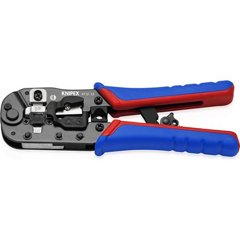 KNIPEX 97 51 13 Pince à sertir pour fiches Western RJ45 avec poignées multimatières brunie 190 mm