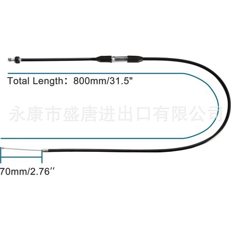 110cc throttle cable with adjustable shifter, total length 800mm, travel 70mm. Replaceable with Chinese motorcycle pedals. (1/4)