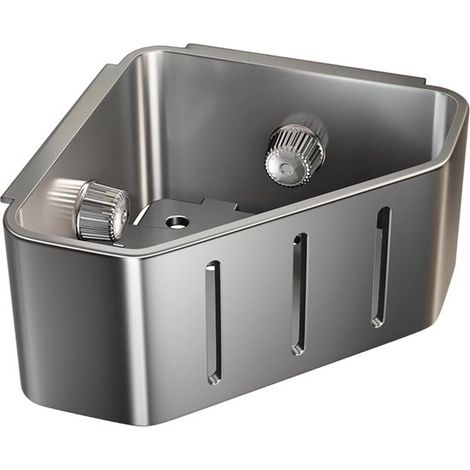 Organizador de fregadero - Escurridor de platos de cocina - Organización de cocina - Con ventosa - 9 x 14 x 9 cm - Plateado (1/5)