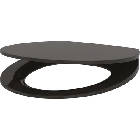 Cuvette de WC Delabie Slim BCN noir en dure plastique avec couvercle et fermeture automatique. (1/2)