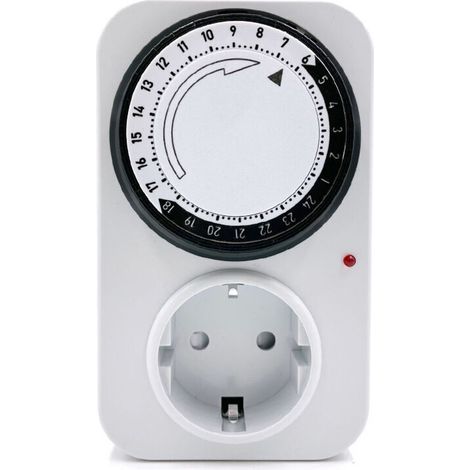 Mechanischer Tagestimer 4000 W – 16 A, weiße Kontrollleuchte, Abmessungen 120 × 85 × 72 mm