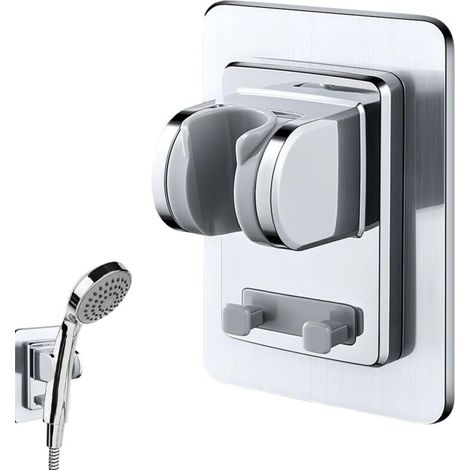 Duschkopfhalterung, Duschkopfhalterung, kein Bohren erforderlich, Duschkopfhalterung, selbstklebend, verstellbar, wasserdicht, für Badezimmer und Hotel, einfache Installation, Chrom, ABS (1/4)