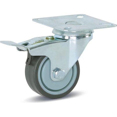 Roulette pivotante freinée - MESO - Trolley - Platine - 50mm - 40kg