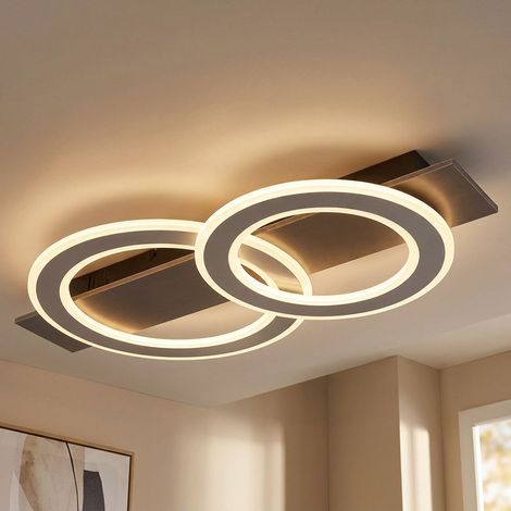 Lampada da soffitto Plafoniera Soggiorno Sala da pranzo luce grigio antracite LED, metallo acrilico, 1x LED 40W 2000Lm 3000K, LxLxH 63x35x7 cm