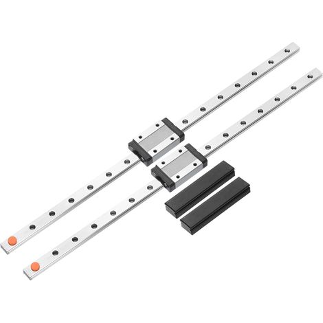 2pcs MGN12 400mm Rail Lineaire avec 2pcs MGN12H Bloc Coulissant Roulement Acier et 2pcs Mini Rail Lineaire Plastique MGN12 pour Imprimantes 3D DIY et Machine CNC, Noir (1/5)