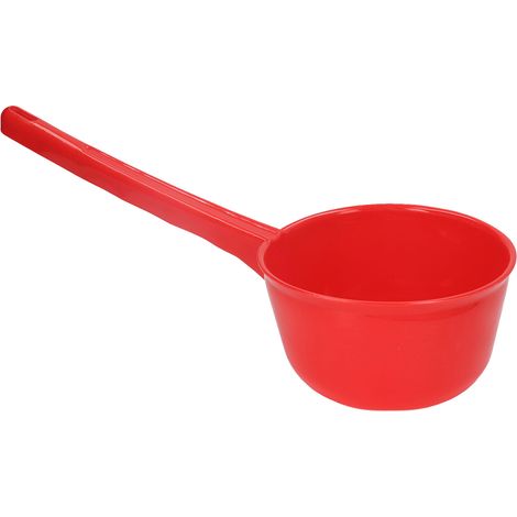 Louche à eau en plastique épais, grande capacité, à long manche, idéale pour le jardin, la salle de bain et la cuisine (rouge). (1/5)