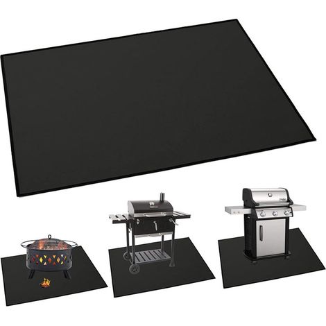 Filiyano-Tapis de protection ignifuge et hydrofuge pour barbecue (charbon, gaz, fumoir, plancha), protège terrasse et pelouse (121 x 76 cm). (1/5)