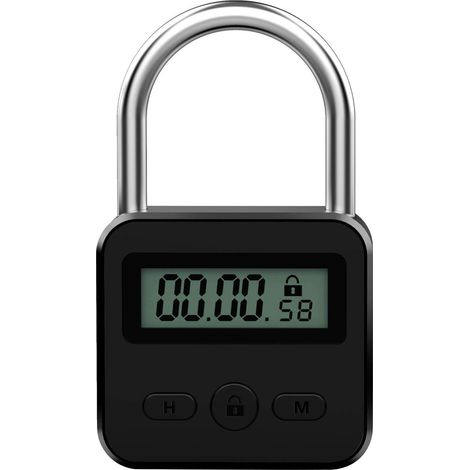 Elektronisches Zeitschaltuhr-Vorhängeschloss – USB-wiederaufladbares LCD-Digitalschloss (Schwarz)