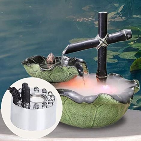 Sistema di nebulizzazione a ultrasuoni con 12 luci LED, ideale per fontane, laghetti e acquari interni ed esterni (non richiede alimentazione elettrica). (1/4)