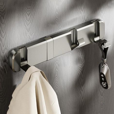 Porte-manteau mural moderne, patère pliante, crochet mural autocollant, pour porte, couloir de salle de bain, crochet mural pliable (gris)
