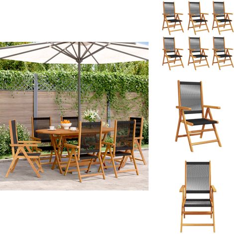 Chaises inclinables de jardin lot de 6 noir bois massif acacia - Chaise De Jardin - Fauteuil De Jardin - Mobilier De Jardin - Meubles De Jardin - Chaise Inclinable (1/5)
