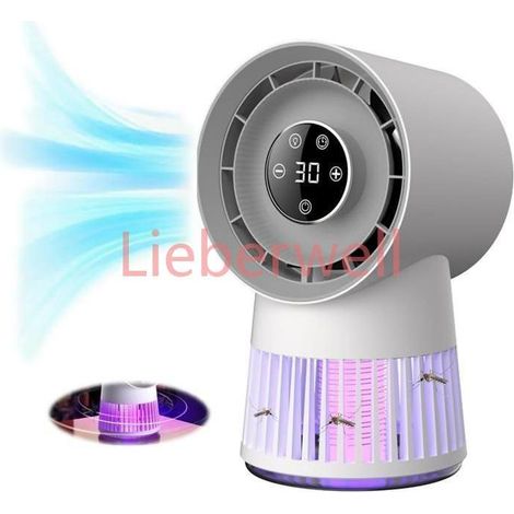 8000mAh Rechargeable LIEBERWELL Portable Bladeless Fan with Mosquito Killer, Battery, 270° Rotation, LED Lantern, USB Type-C, Silent, White, for Outdoor Travel Bedroom (1/4)