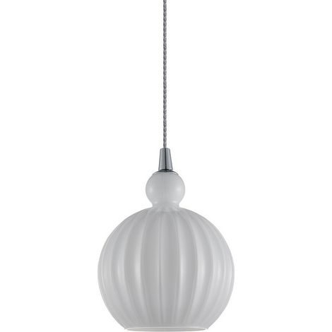 Suspension Italux Biron verre gris chromé Ø15 1L E27 (1/2)