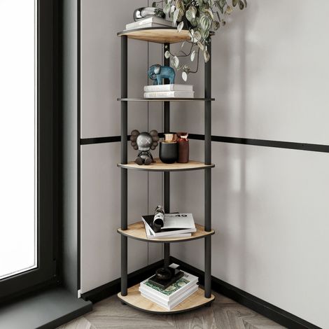 Bücherregal Sessanio, Bibliothek 4 Böden, Freistehend, Farbton Eichenstruktur, 34x34x139h cm Braun Eiche (1/4)