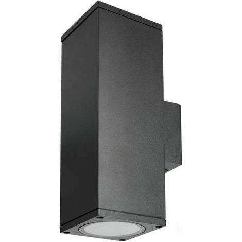 Applique murale noir rectangle design haut / bas IP54 extérieur pour ampoule GU10 (1/5)