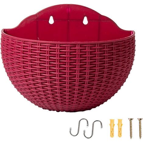 Jardinière murale rouge, jardinière semi-circulaire pour clôture (1/5)