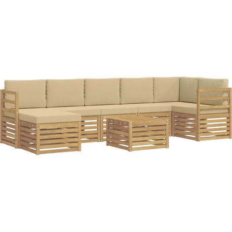 vidaXL Ensemble de canapés d'extérieur 8 pc Blanc et Beige Polyester
