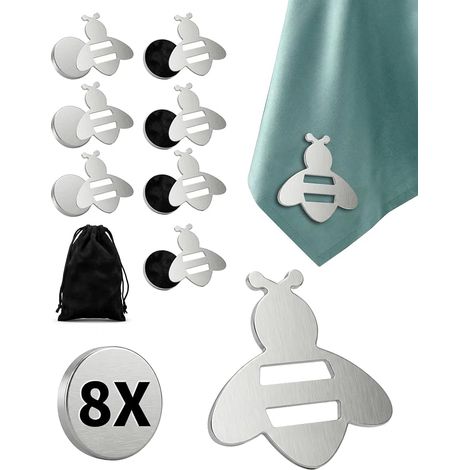 LAOYE Pince Nappe Exterieur 8X Poids de Nappe en Acier Inoxydable Résistants Attache Nappe Robustes accroche Nappe pour Toutes Les Tables Jardin, Balcon et intérieur - env. 40g(Abeille) (1/5)