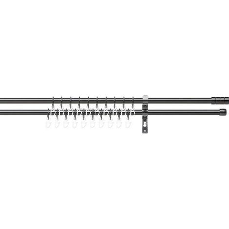 Mömax Vorhangstangenset Joo 2 Schwarz ca. 200-340cm