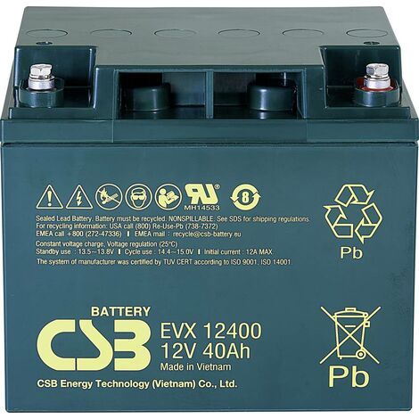 CSB Battery EVX 12400 batterie plomb AGM 12V 40Ah noir (1/4)