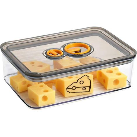 1 Boîte Fromage Frigo 1250ml, Couvercle Hermétique, Indicateur Date, Récipient Empilable Gris, Pour Charcuterie (1/5)