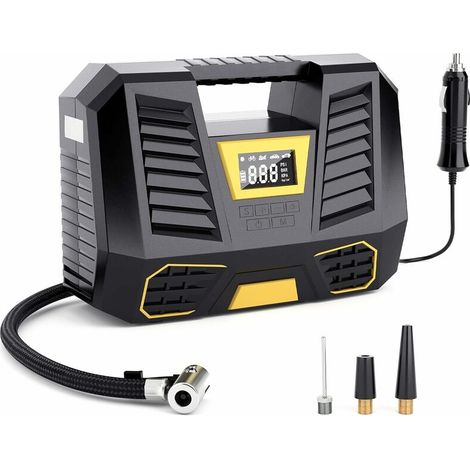 Car Tire Inflator, Portable 12V Car Air Compressor with Digital Display, Autonomous Electric Pneumatic Inflator with Handle, Cigarette Lighter Plug for Car/Motorcycle/Balloon/Bike (1/4)