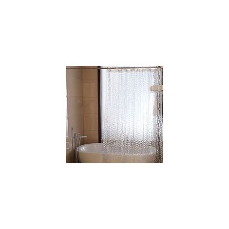 Rideau de Douche Anti Moisissure 180 X 200 cm, 3D Semi Transparent EVA Rideaux de Douche Lavable avec 12 Crochets, Imperméable Antibactérien Séchage Rapide, pour Baignoire, Salle de Bain