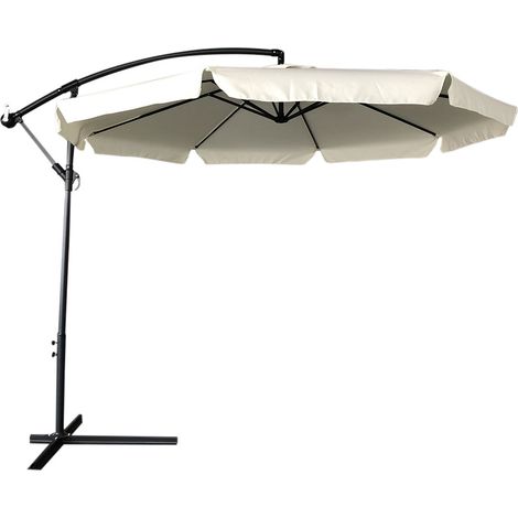 Ombrellone Giardino Decentrato 3x3 Ecru Telo con pendente Palo Alluminio Gazebo