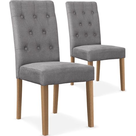 Lot de 2 chaises Cecil Tissu Gris (1/2)