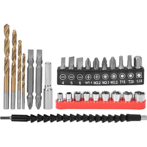 27-teiliges Schraubendreher-Bit-Set mit flexibler Welle und Spiralbohrer aus Kohlenstoffstahl