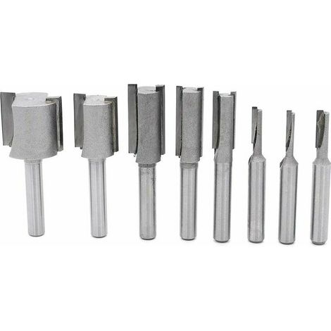 Coffret de fraises pour défonceuse et affleureuse 8Pcs 1/4" Tige droites/Dado Router Bit Set, Fraises Droites Dado Set Fraise à Bois Routeur à Coupe Droite Flush Trim Pattern Router