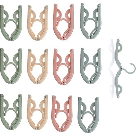 Lot de 12 cintres de voyage portables en plastique - Cintres pliables, légers et antidérapants, parfaits pour le camping et le gain de place à la maison (1/5)
