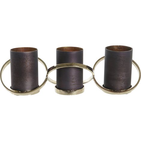 Bougeoir élégance en verre et aluminium - Gris doré et transparent (1/4)
