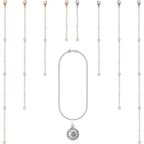 8-teiliges Set Halskettenverlängerungen, 2-8 Zoll lange Edelstahlketten für Schmuck