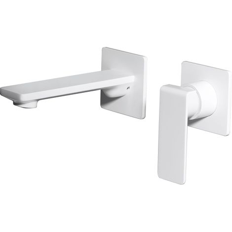 IMEX Grifo empotrado lavabo Fiyi blanco mate monomando cuerpo de latón y zamak modelo Imex-GLF016-BL