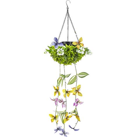 Plantes suspendues avec lampes papillon solaires, décoration de jardin extérieure étanche, guirlandes LED, chaînes en métal pour balcon, jardin, cour (1/5)